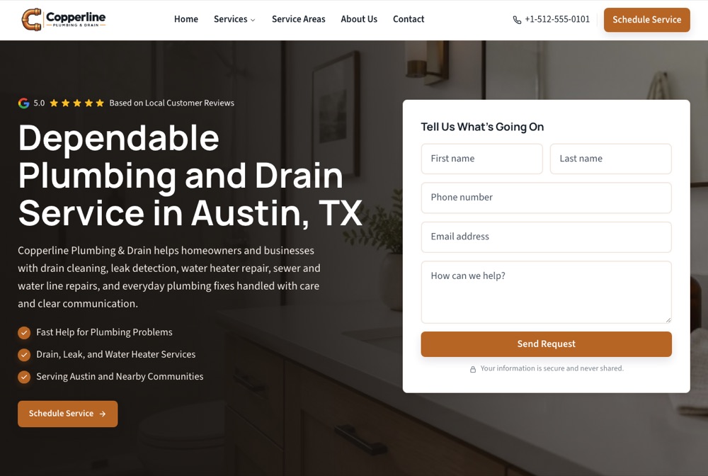 Copperline Plumbing & Drain website