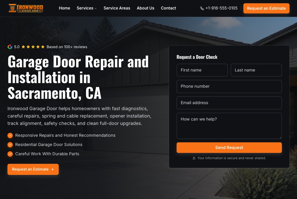 Ironwood Garage Door website