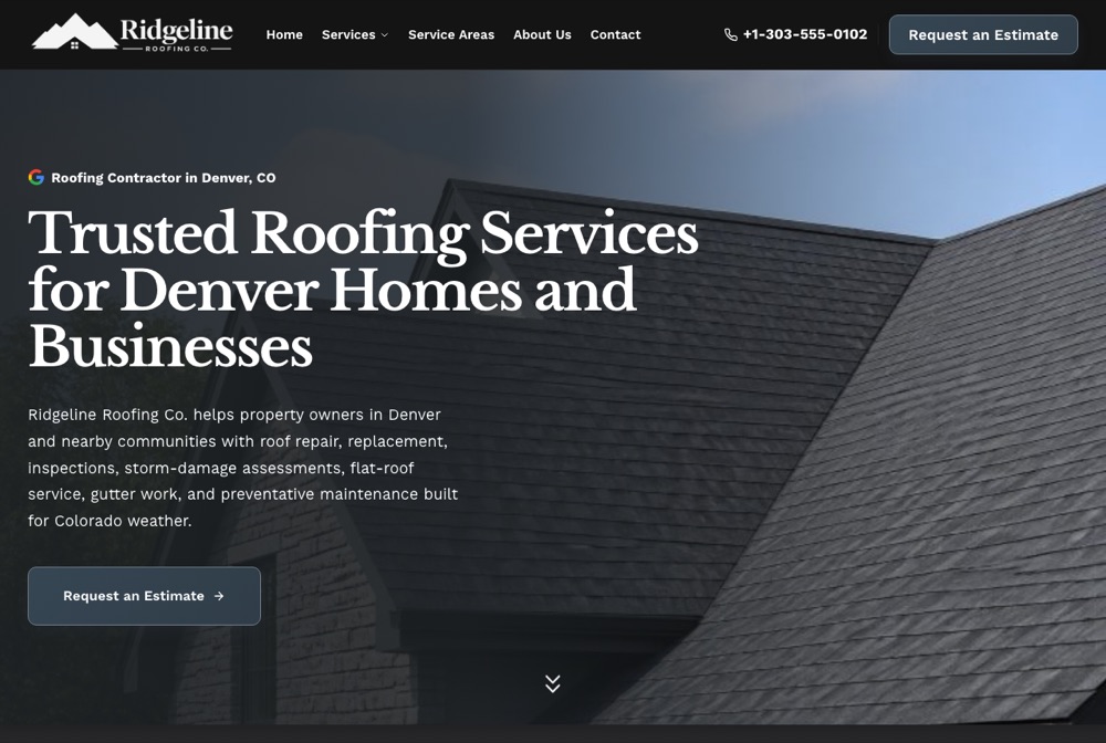 Ridgeline Roofing Co website